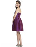 Strapless Purple Box Pleated Satin Junior Bridesmaid Dress WIth Pockets